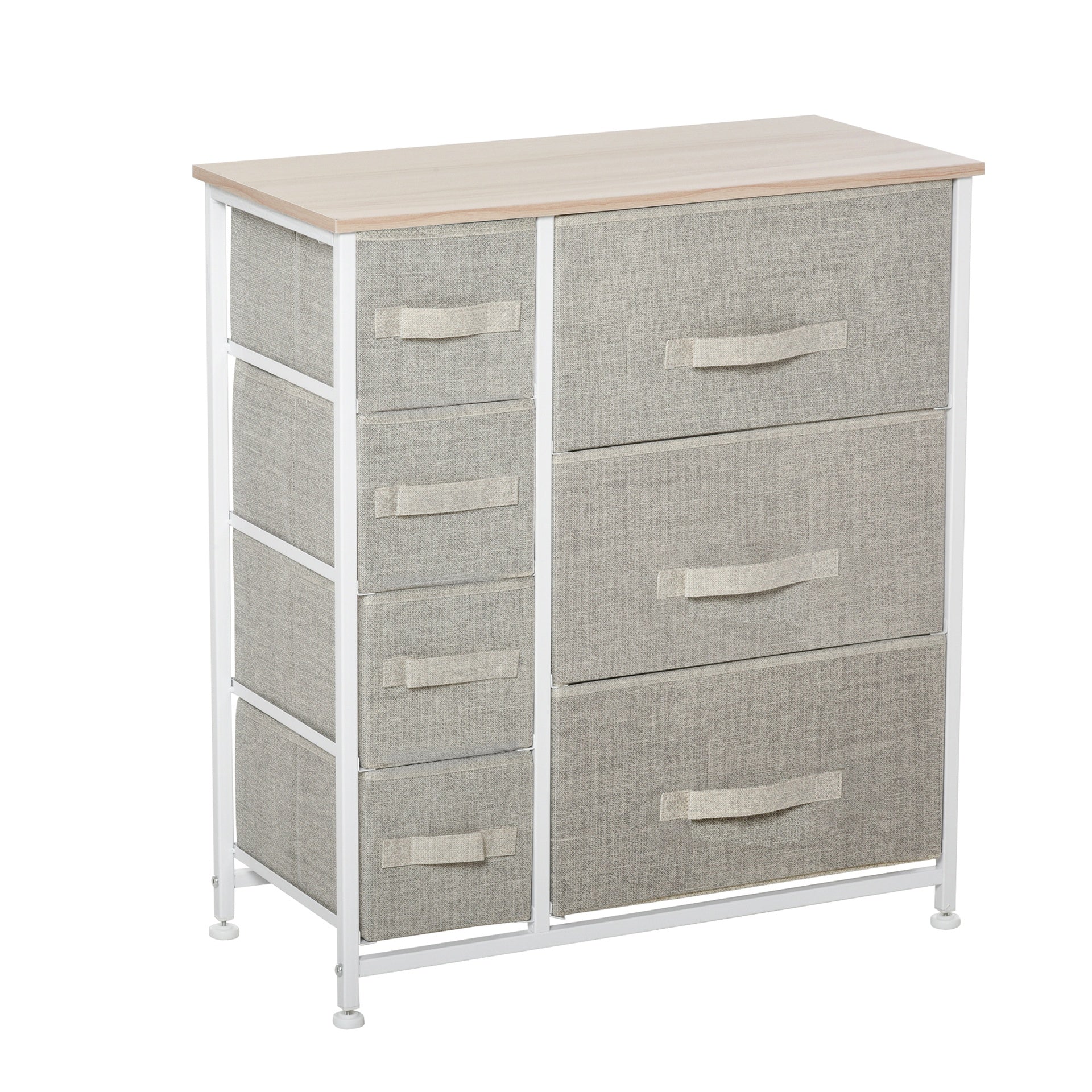 HOMCOM 7-Drawer Dresser Storage Tower Cabinet Organizer Unit, Easy Pull Fabric Bins with Metal Frame for Bedroom, Closets, Light Gray