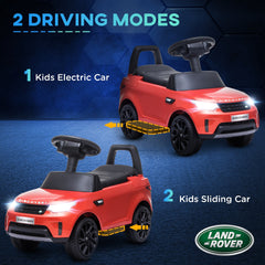 Qaba Land Rover Licensed 6V Ride on Push Car, 2 in 1 Sliding Car, Battery Powered Electric Car for Kids with Headlights Music Horn for 18-60 Months, Red