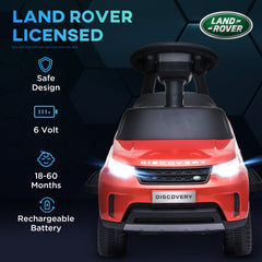 Qaba Land Rover Licensed 6V Ride on Push Car, 2 in 1 Sliding Car, Battery Powered Electric Car for Kids with Headlights Music Horn for 18-60 Months, Red