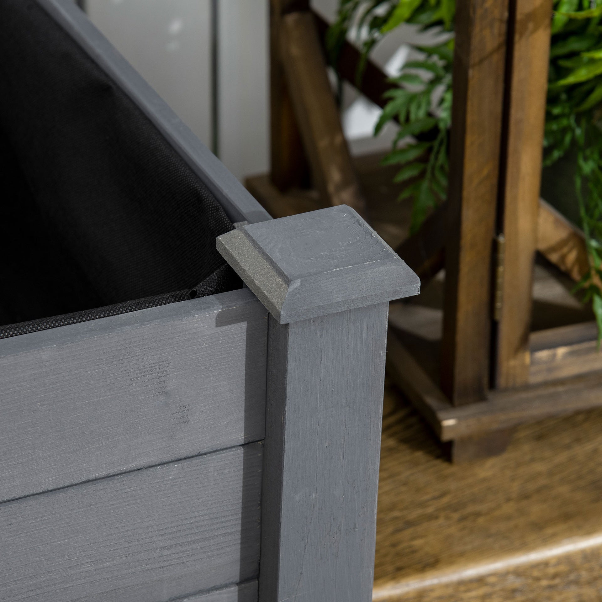 Outsunny Raised Garden Bed with Legs, 34" x 18" x 30", Elevated Wooden Planter Box, Self-Draining with Bed Liner for Vegetables, Herbs, and Flowers Backyard, Patio, Balcony Use, Dark Gray
