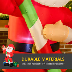 HOMCOM 6ft Christmas Inflatables Outdoor Decorationss Decorations Santa Claus with Candy Cane, Blow-Up LED Yard Christmas Decor