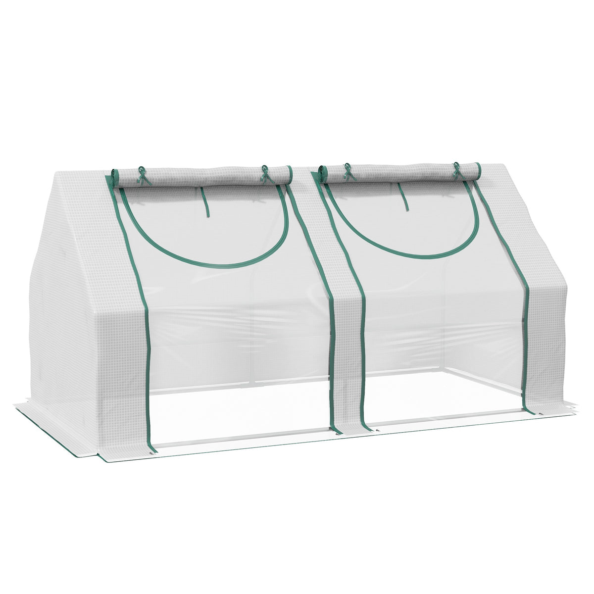 Outsunny 6' x 3' x 3' Portable Greenhouse, Garden Green House with 2 PE/Plastic Covers, Steel Frame and 2 Roll Up Windows, Clear