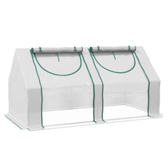 Outsunny 6' x 3' x 3' Portable Greenhouse, Garden Green House with 2 PE/Plastic Covers, Steel Frame and 2 Roll Up Windows, Clear