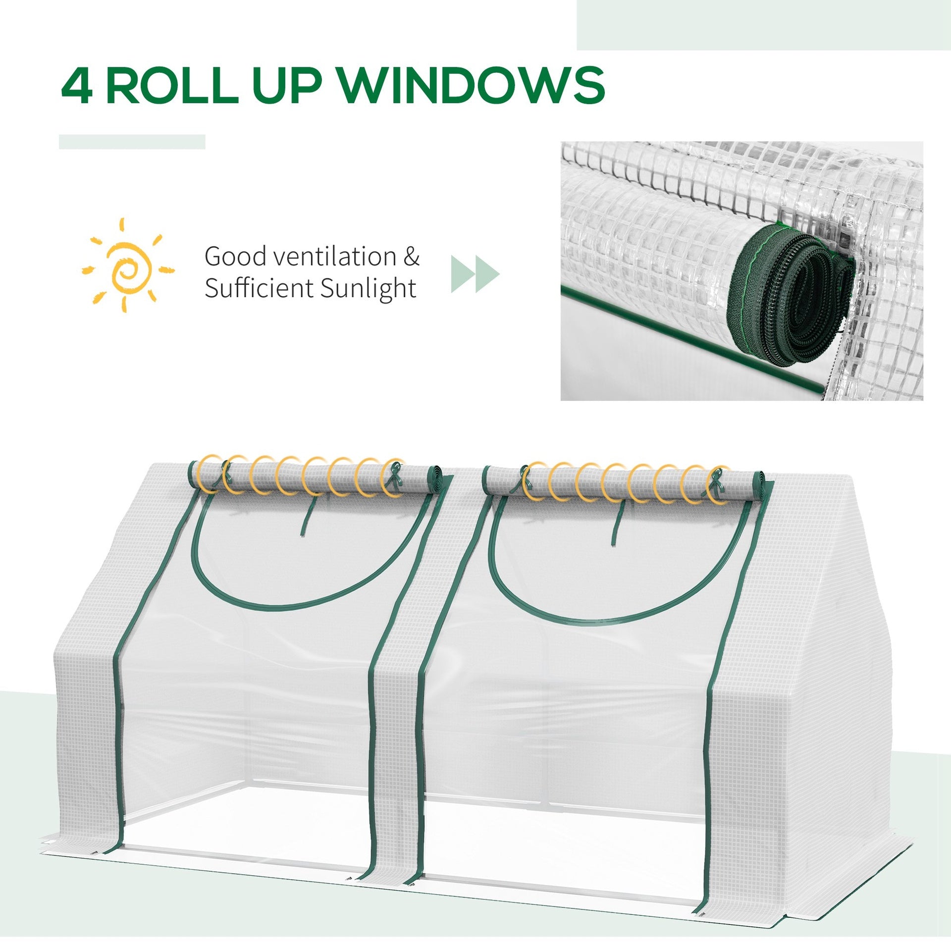 Outsunny 6' x 3' x 3' Portable Greenhouse, Garden Green House with 2 PE/Plastic Covers, Steel Frame and 2 Roll Up Windows, Clear