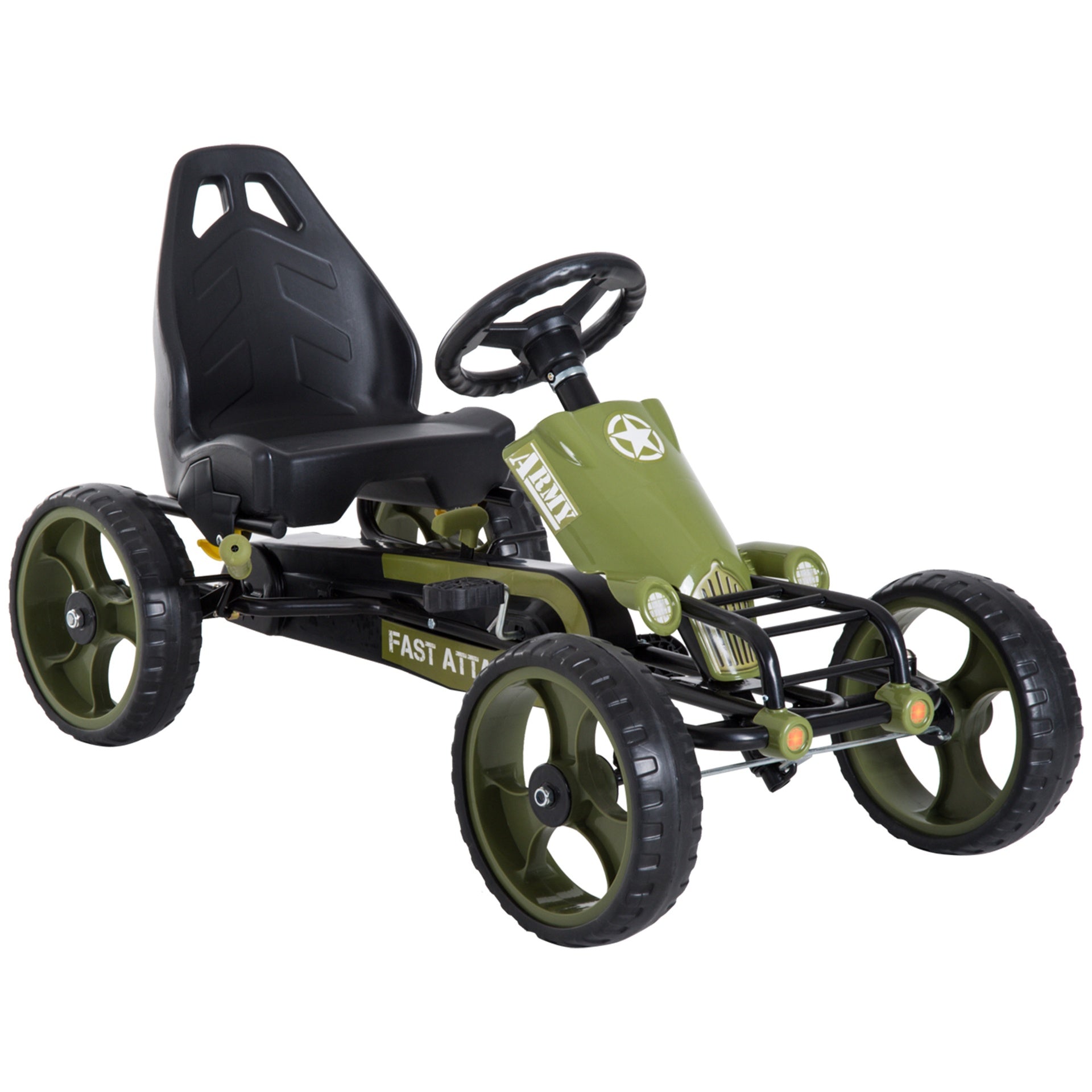 Aosom Go Kart for Kids, Pedal, Go Kart with Adjustable Seat, EVA Wheels, Forward, Backward, Ride on Car for Boys and Girls 3-6 Years Old, Green
