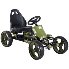 Aosom Go Kart for Kids, Pedal, Go Kart with Adjustable Seat, EVA Wheels, Forward, Backward, Ride on Car for Boys and Girls 3-6 Years Old, Green