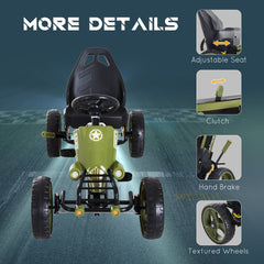 Aosom Go Kart for Kids, Pedal, Go Kart with Adjustable Seat, EVA Wheels, Forward, Backward, Ride on Car for Boys and Girls 3-6 Years Old, Green