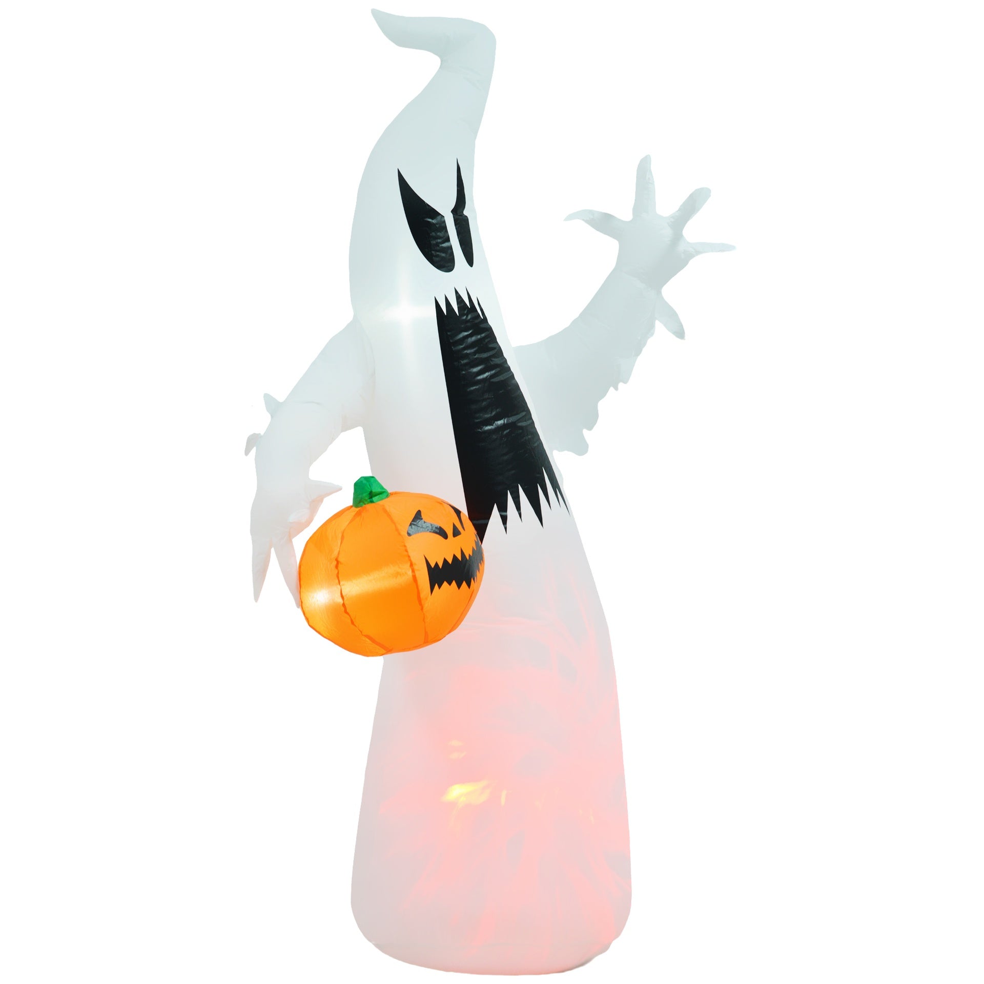 HOMCOM 5.9' Halloween Inflatable Outdoor Decoration Ghost with Pumpkin, Blow Up LED Yard Decor for Garden, Lawn, Party, Holiday, Waterproof