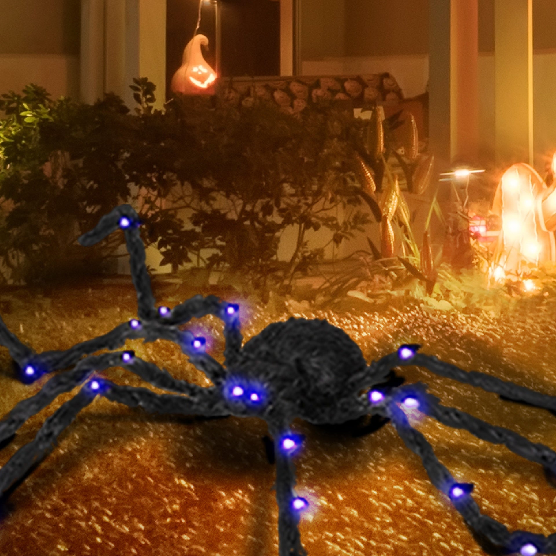 HOMCOM 3.25" Outdoor Halloween Decoration, Light-up Oversized Spider Halloween Prop with Light Up Bendable Legs