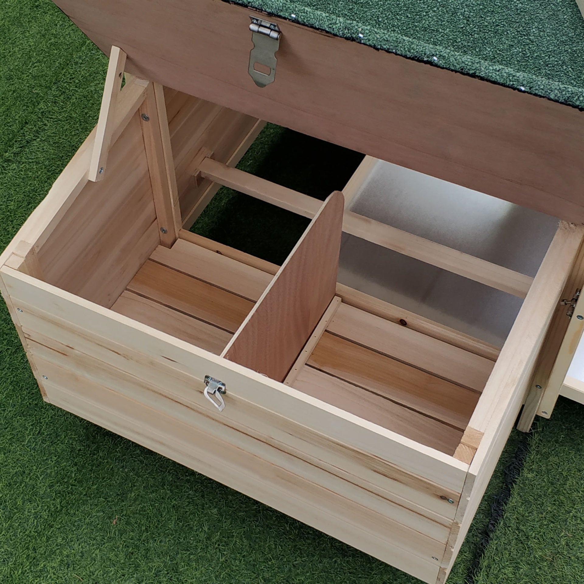 PawHut 77" Wooden Chicken Coop with Nesting Box, Cute Outdoor Hen House with Removable Tray, Ramp Run, for Garden Backyard, Natural