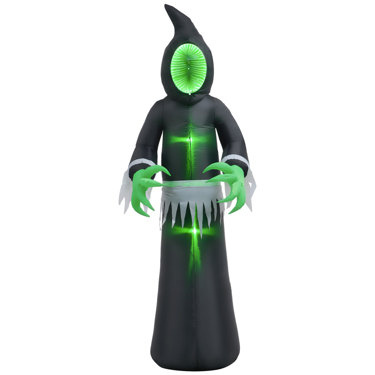 HOMCOM 8ft Inflatable Halloween Decoration Mirror Face Ghost, Blow Up Outdoor LED Yard Display, Waterproof