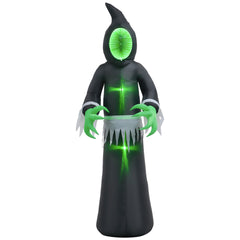 HOMCOM 8ft Inflatable Halloween Decoration Mirror Face Ghost, Blow Up Outdoor LED Yard Display, Waterproof