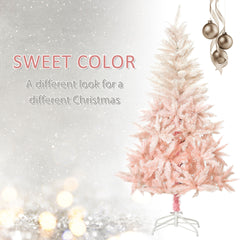 HOMCOM 7ft Unlit Spruce Artificial Christmas Tree with Realistic Branches and 1000 Tips, Pink