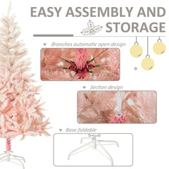HOMCOM 7ft Unlit Spruce Artificial Christmas Tree with Realistic Branches and 1000 Tips, Pink