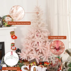 HOMCOM 7ft Unlit Spruce Artificial Christmas Tree with Realistic Branches and 1000 Tips, Pink