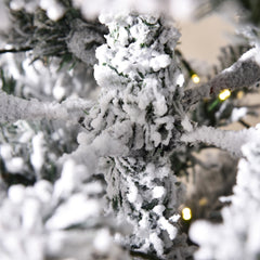 HOMCOM 6ft Pre-Lit Snow-Flocked Slim Douglas Fir Artificial Christmas Tree with Realistic Branches, 250 LED Lights and 462 Tips