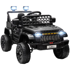 Qaba 12V Ride On Truck, Battery Powered Kids Electric Car UTV with 4 Suspension Wheels, Remote Control, 3 Speeds, LED Headlights, Horn, USB Music, Black