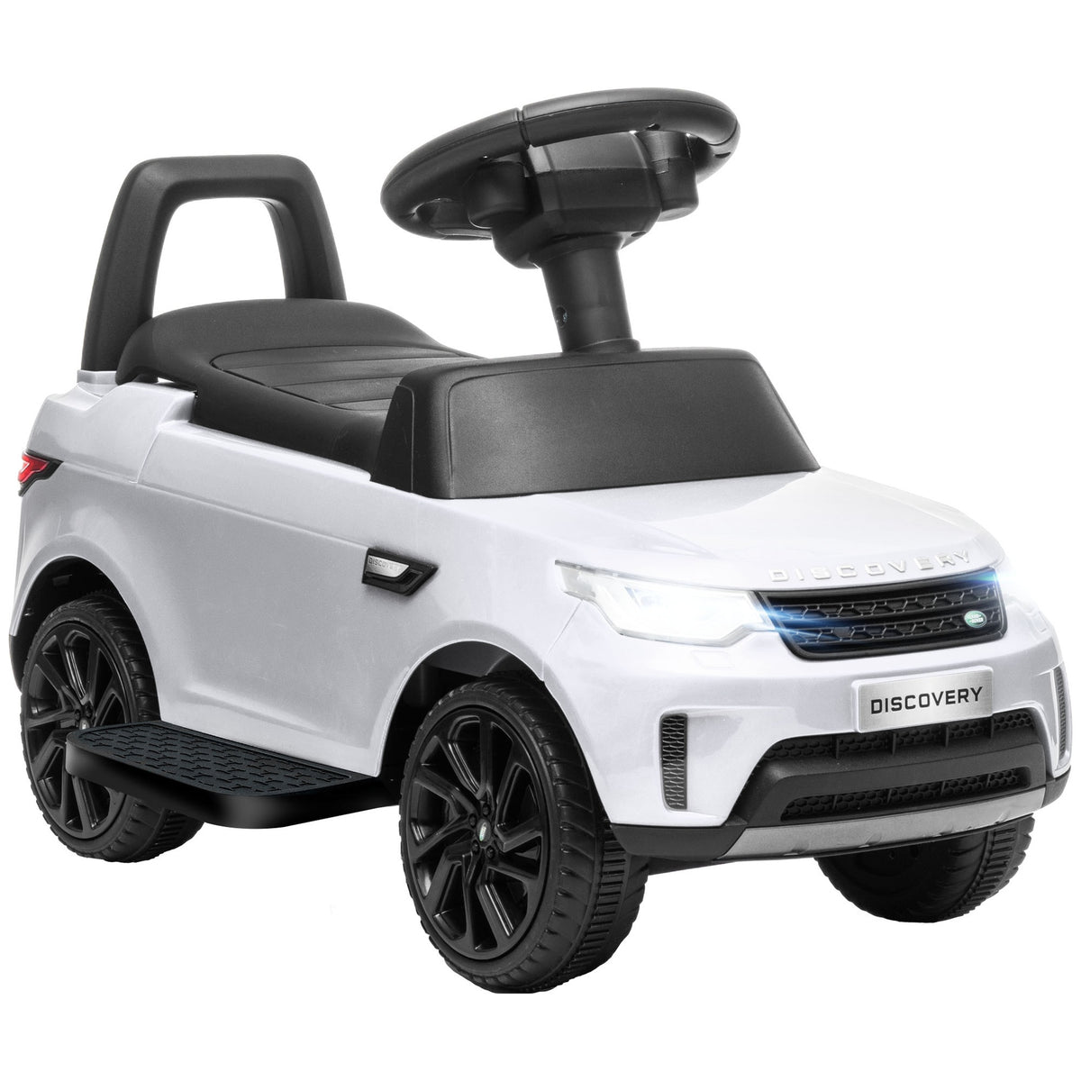 Qaba Land Rover Licensed 6V Ride on Push Car, 2 in 1 Sliding Car, Battery Powered Electric Car for Kids with Headlights Music Horn for 18-60 Months, White