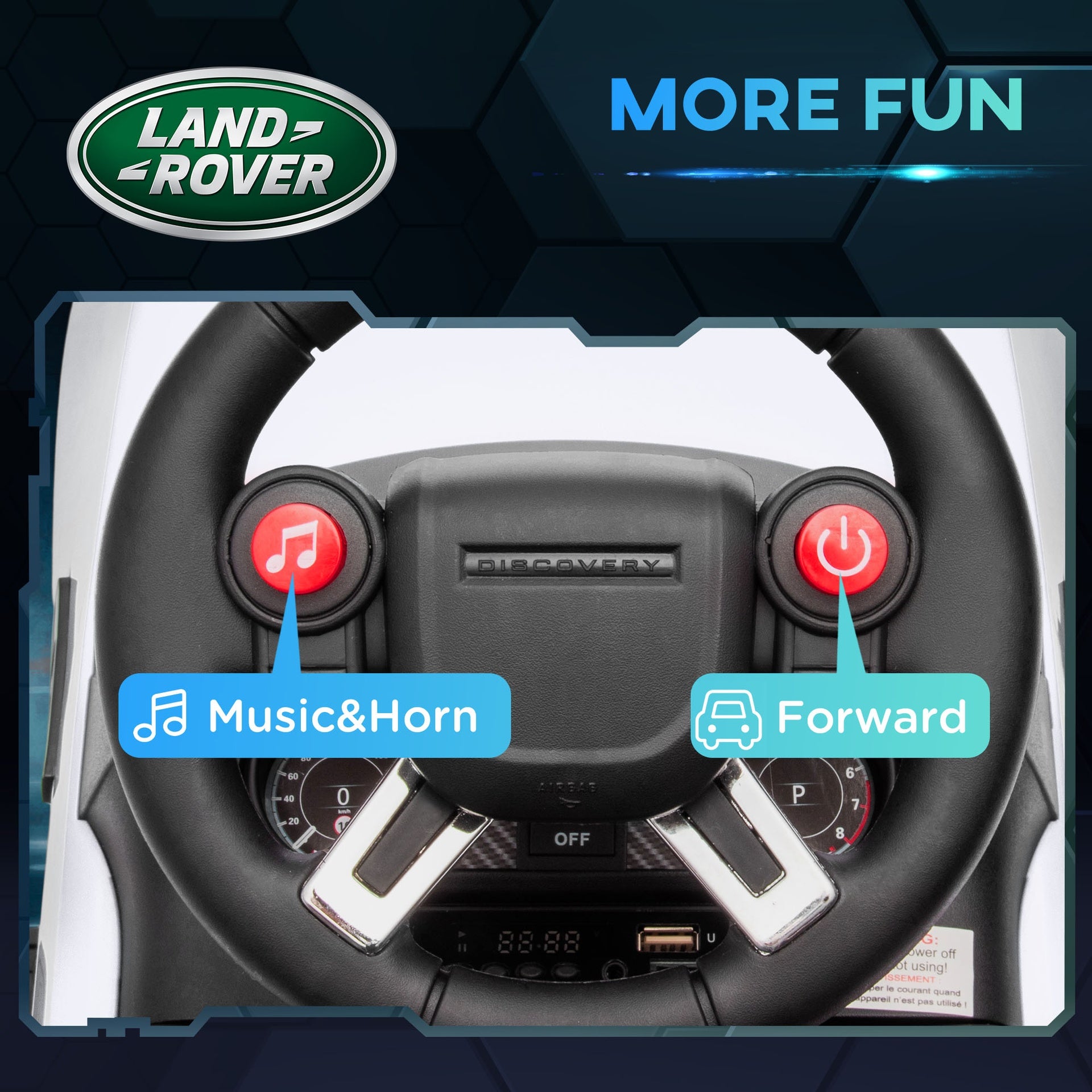 Qaba Land Rover Licensed 6V Ride on Push Car, 2 in 1 Sliding Car, Battery Powered Electric Car for Kids with Headlights Music Horn for 18-60 Months, White