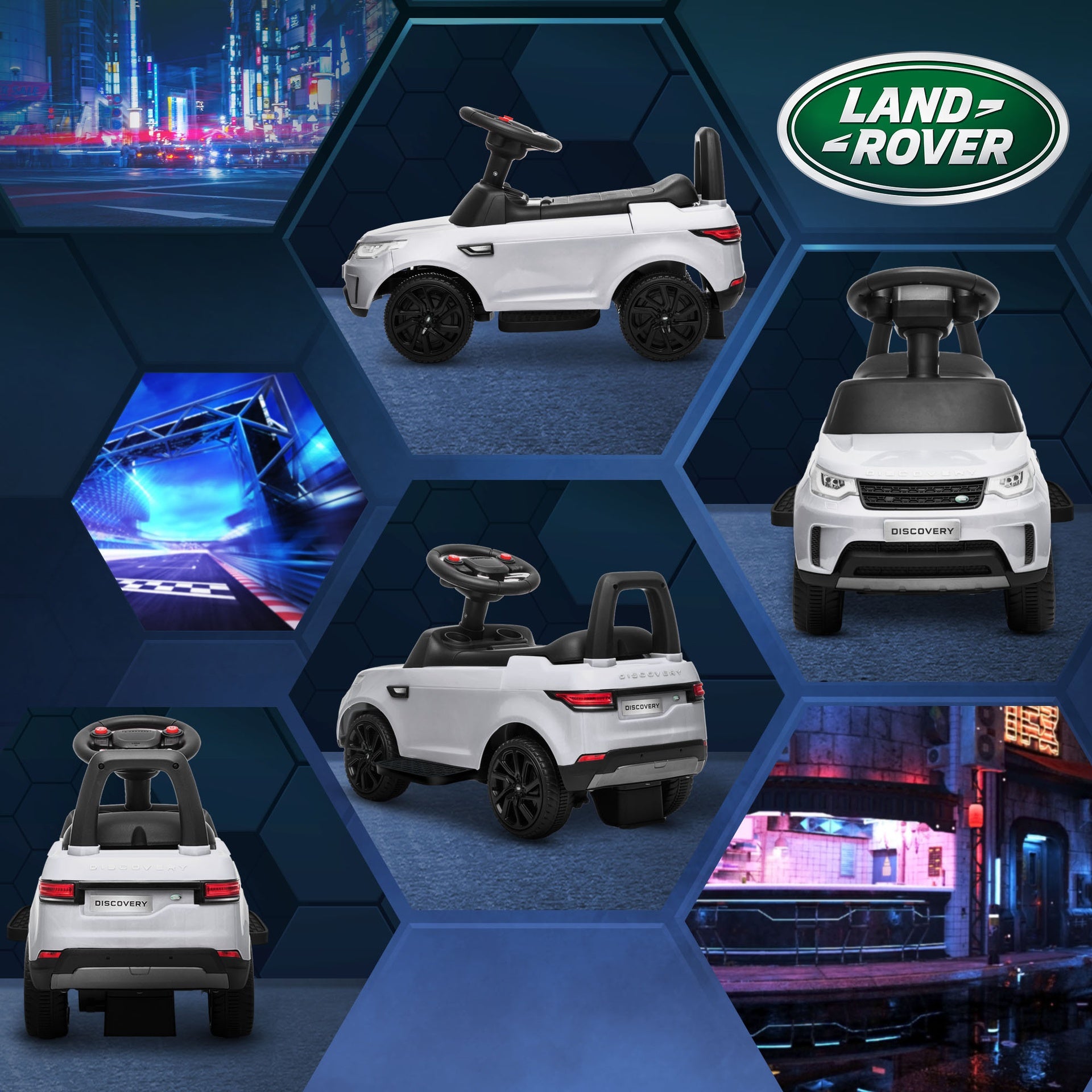 Qaba Land Rover Licensed 6V Ride on Push Car, 2 in 1 Sliding Car, Battery Powered Electric Car for Kids with Headlights Music Horn for 18-60 Months, White
