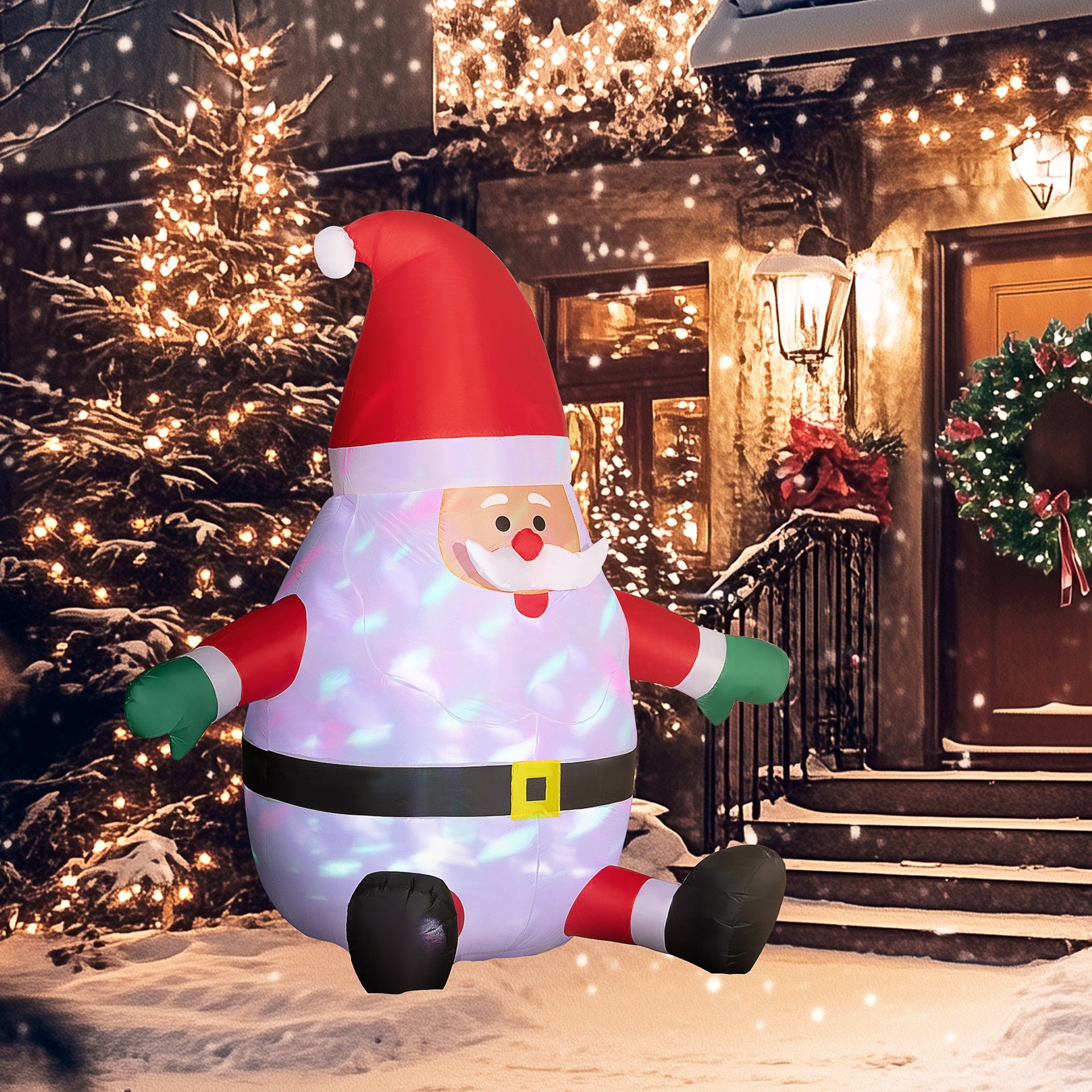 Outsunny 6' Inflatable Christmas Santa Claus with Rotating Magic Ball Light, Blow-Up Outdoor Yard Display for Lawn Garden Party