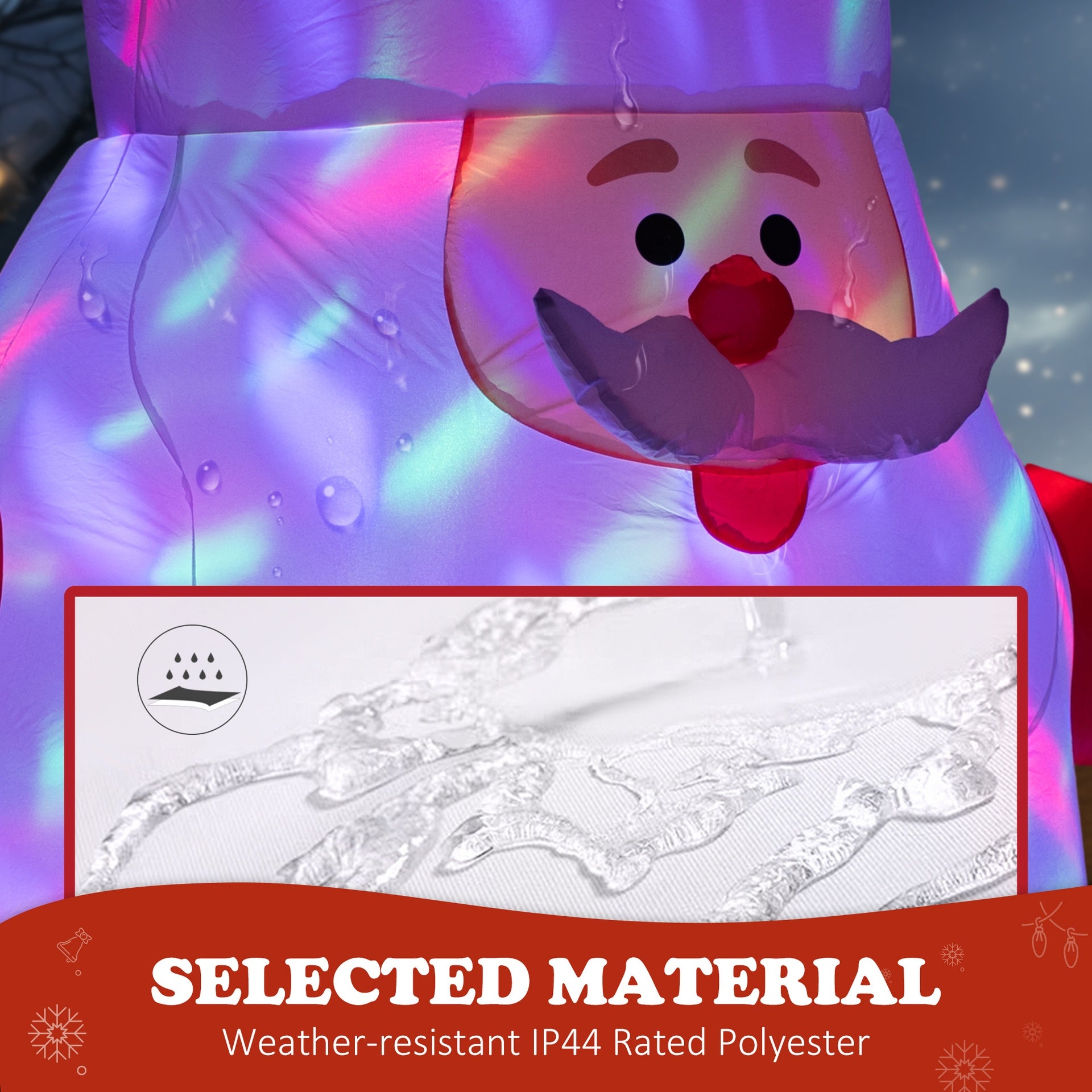 Outsunny 6' Inflatable Christmas Santa Claus with Rotating Magic Ball Light, Blow-Up Outdoor Yard Display for Lawn Garden Party