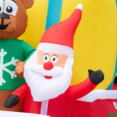 Outsunny 9ft Christmas Inflatables Outdoor Decorations Santa Claus Drives a Gift Car with Elk, Elf and Two Penguins, Blow-Up LED Yard Christmas Decor for Garden, Lawn