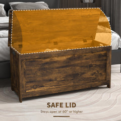 HOMCOM 39.4 inch Storage Chest w/ 2 Safety Hinges, Wooden Box, Rustic Brown
