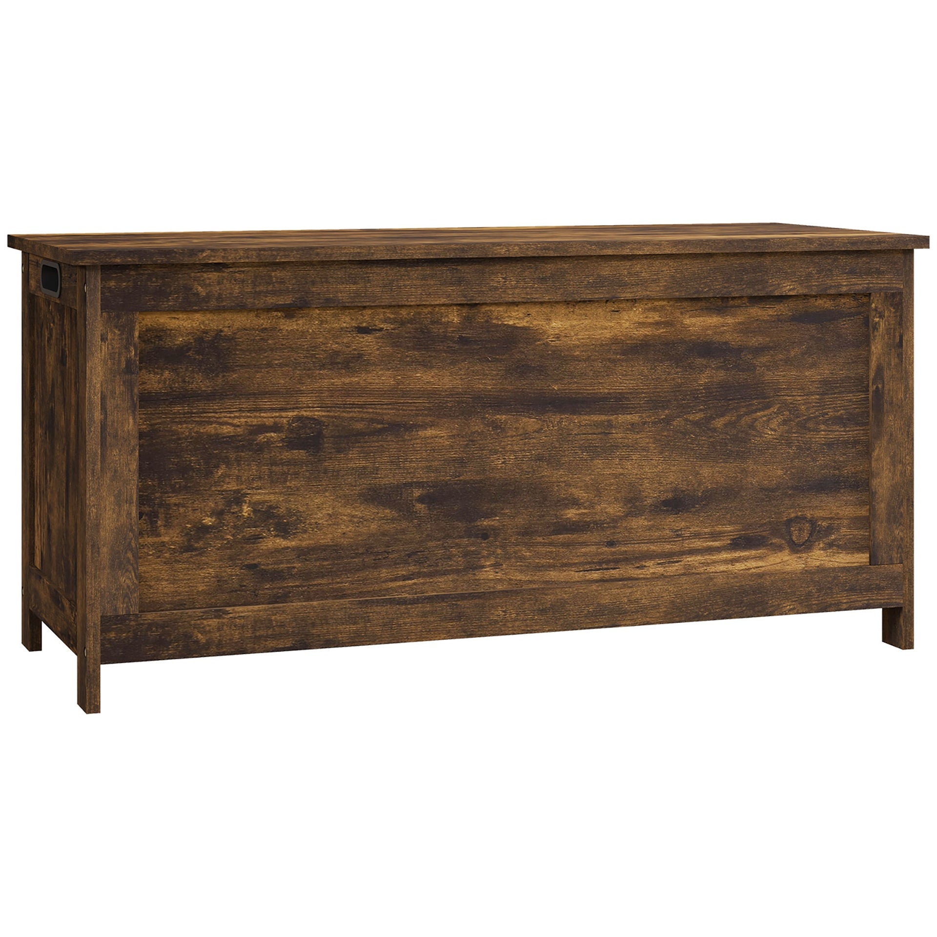 HOMCOM 39.4 inch Storage Chest w/ 2 Safety Hinges, Wooden Box, Rustic Brown