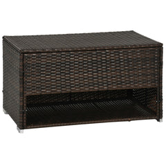 Outsunny Outdoor Deck Box & Shoe Storage, PE Rattan Wicker Towel Rack with Liner for Indoor, Outdoor, Patio Furniture Cushions, Pool, Toys, Garden Tools, Brown