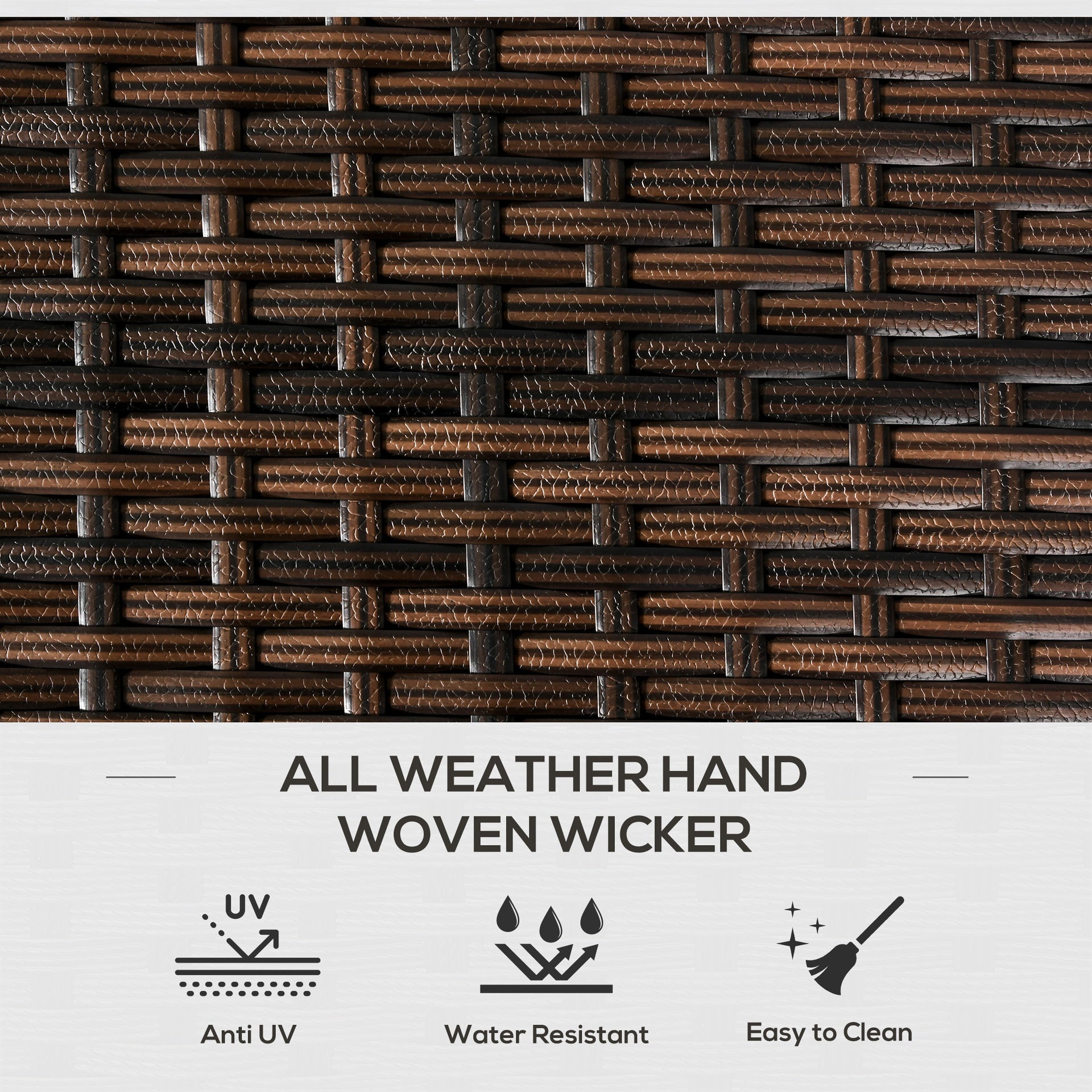 Outsunny Outdoor Deck Box & Shoe Storage, PE Rattan Wicker Towel Rack with Liner for Indoor, Outdoor, Patio Furniture Cushions, Pool, Toys, Garden Tools, Brown