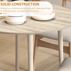 HOMCOM 35" Small Kitchen Table, Collapsible Drop Leaf Table for Small Spaces, Round Folding Dining Table with Solid Wood Legs for Kitchen, Dining Room, Oak Color