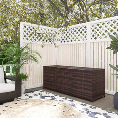 Outsunny 175 Gallon Outdoor Storage Box with Inner Liner, PE Rattan Wicker Deck Box with Pneumatic Bar Lift for Indoor & Outdoor, Patio Furniture Cushions, Pool Toys, Garden Tools, Mixed Brown