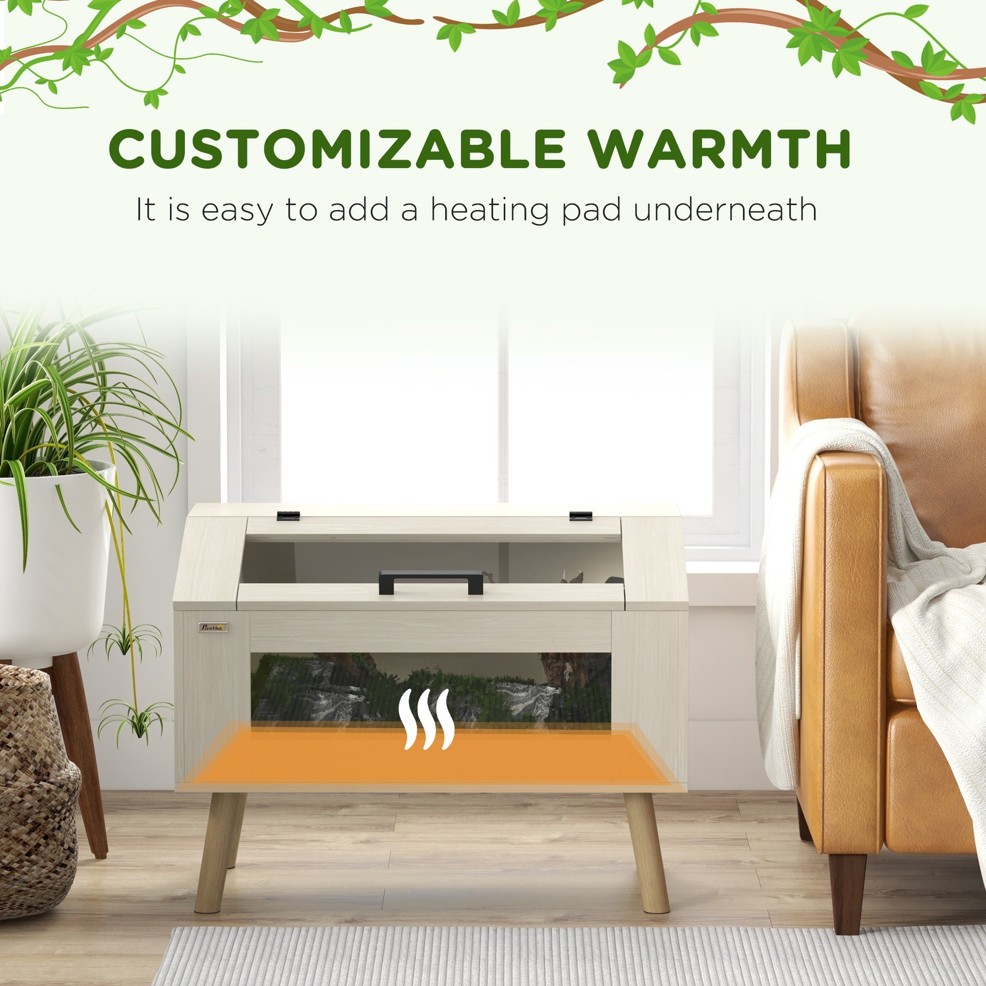 PawHut Reptile Terrarium 29 Gallon Top Opening Reptile Tank with Glass Windows Air Ventilations, for Snakes Lizards Horned Frogs Chameleons Hamsters Gerbils, 31.5" x 20" x 24"