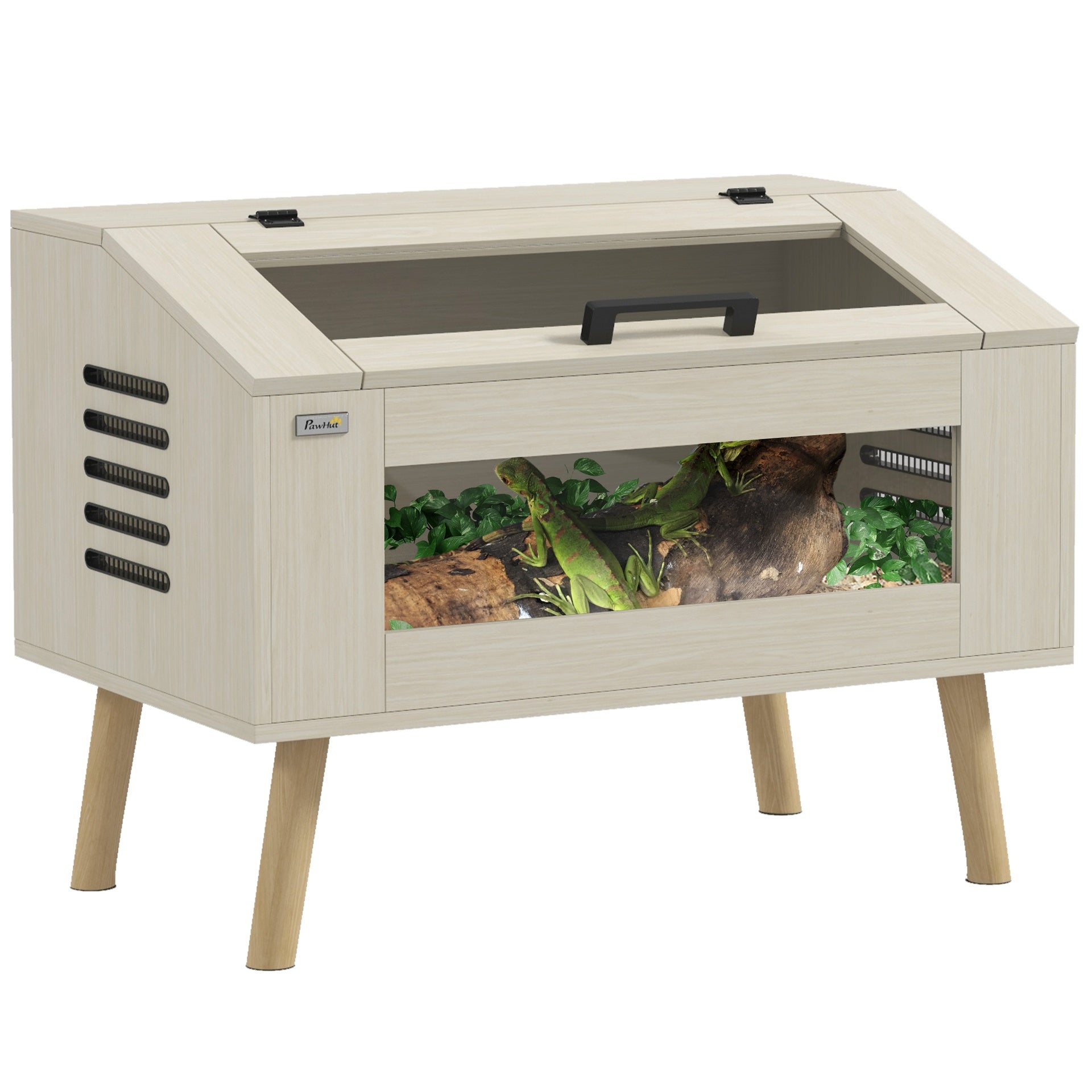 PawHut Reptile Terrarium 29 Gallon Top Opening Reptile Tank with Glass Windows Air Ventilations, for Snakes Lizards Horned Frogs Chameleons Hamsters Gerbils, 31.5" x 20" x 24"