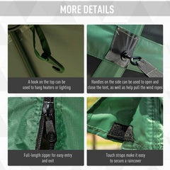 Outsunny Pop Up Camping Canopy Gazebo Screen Shelter Tent with Single Person Easy Set-Up, Ventilating Mesh, Portable Carry Bag for Outdoor Camping Party Event, 7x7FT, Green