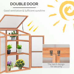 Outsunny Wooden Cold Frame Small Mini Greenhouse Cabinet for Outdoor and Indoor, 30" L x 24" W x 44" H, Natural