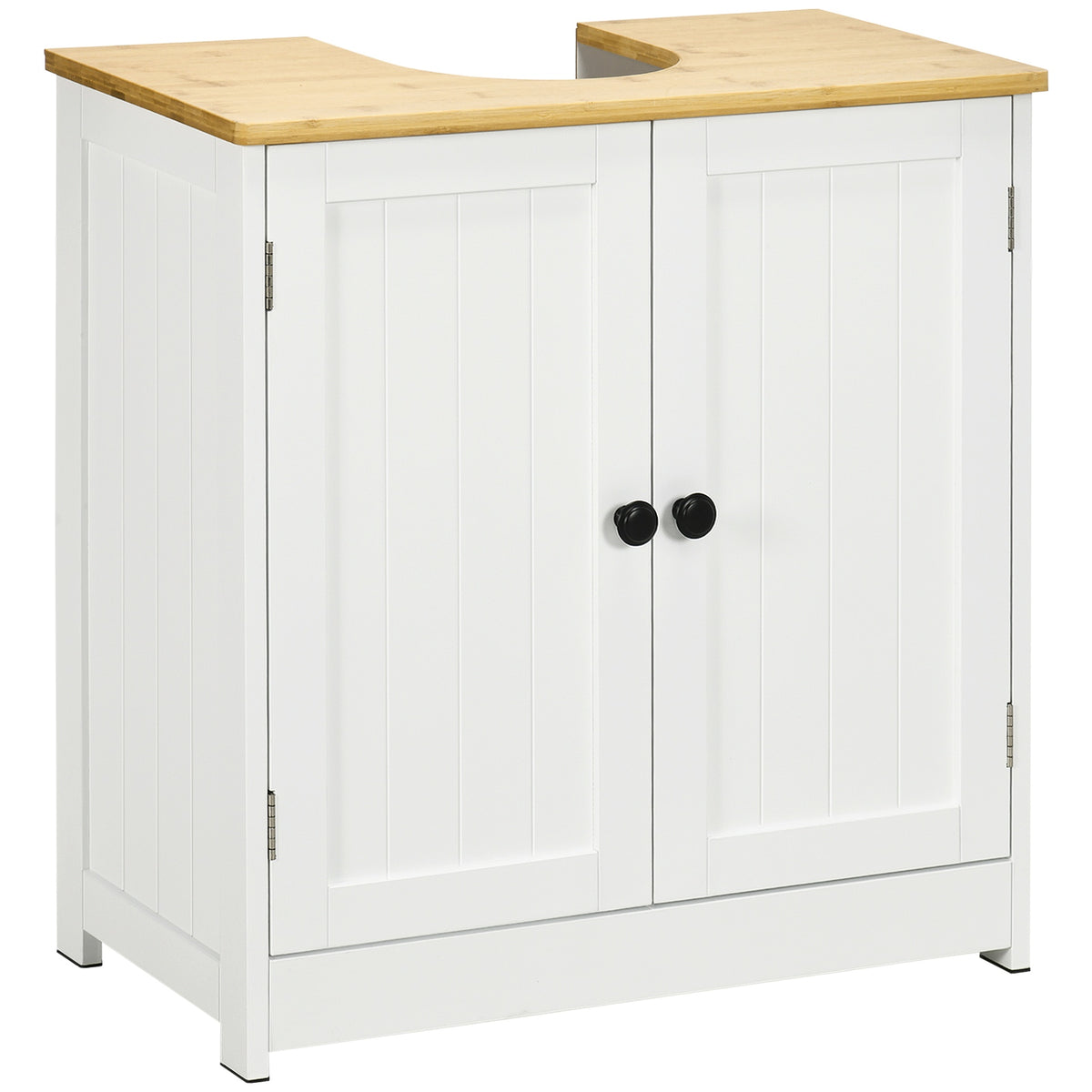 kleankin Modern Bathroom Under Sink Cabinet, Bathroom Vanity for Wall Mount Sink, Storage Cabinet with Double Doors and Adjustable Shelf, White