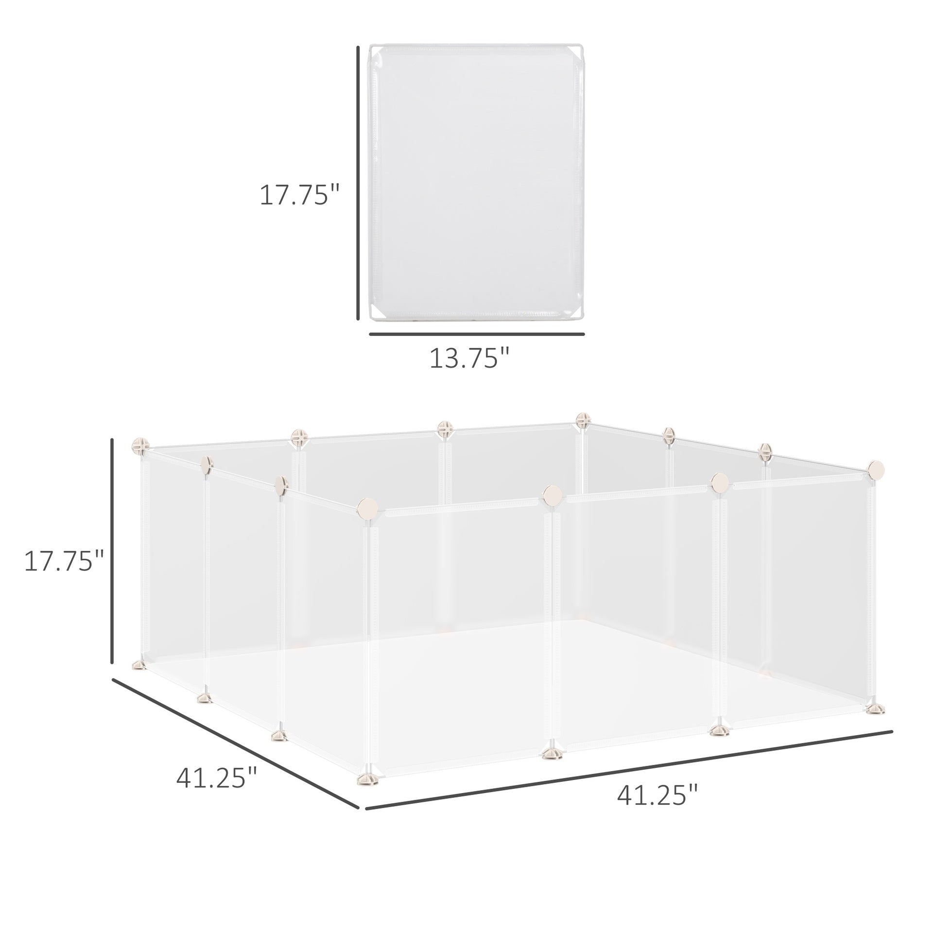 PawHut Pet Playpen DIY Small Animal Cage Open Enclosure Portable Plastic Fence 12 Panels for Bunny Chinchilla Guinea Pig White, 18" x 14"