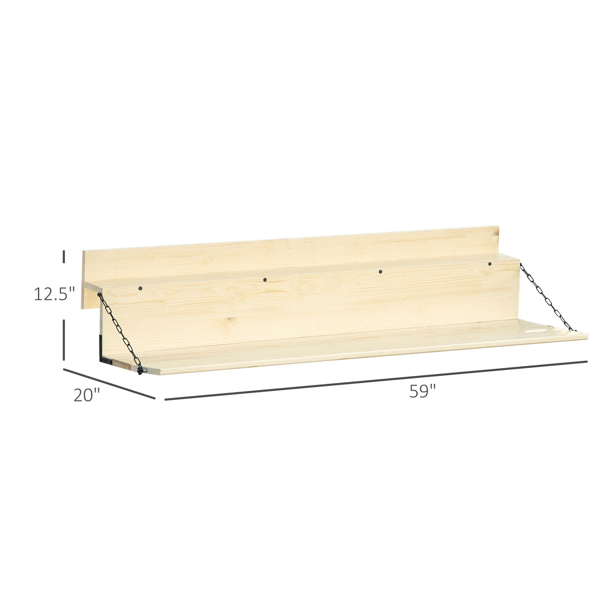 Hanging Balcony Table, Spruce Wood Foldable Railing Bar, Serving Table & Desk, Fits up to 3.9 Inches, Natural