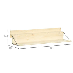 Hanging Balcony Table, Spruce Wood Foldable Railing Bar, Serving Table & Desk, Fits up to 3.9 Inches, Natural