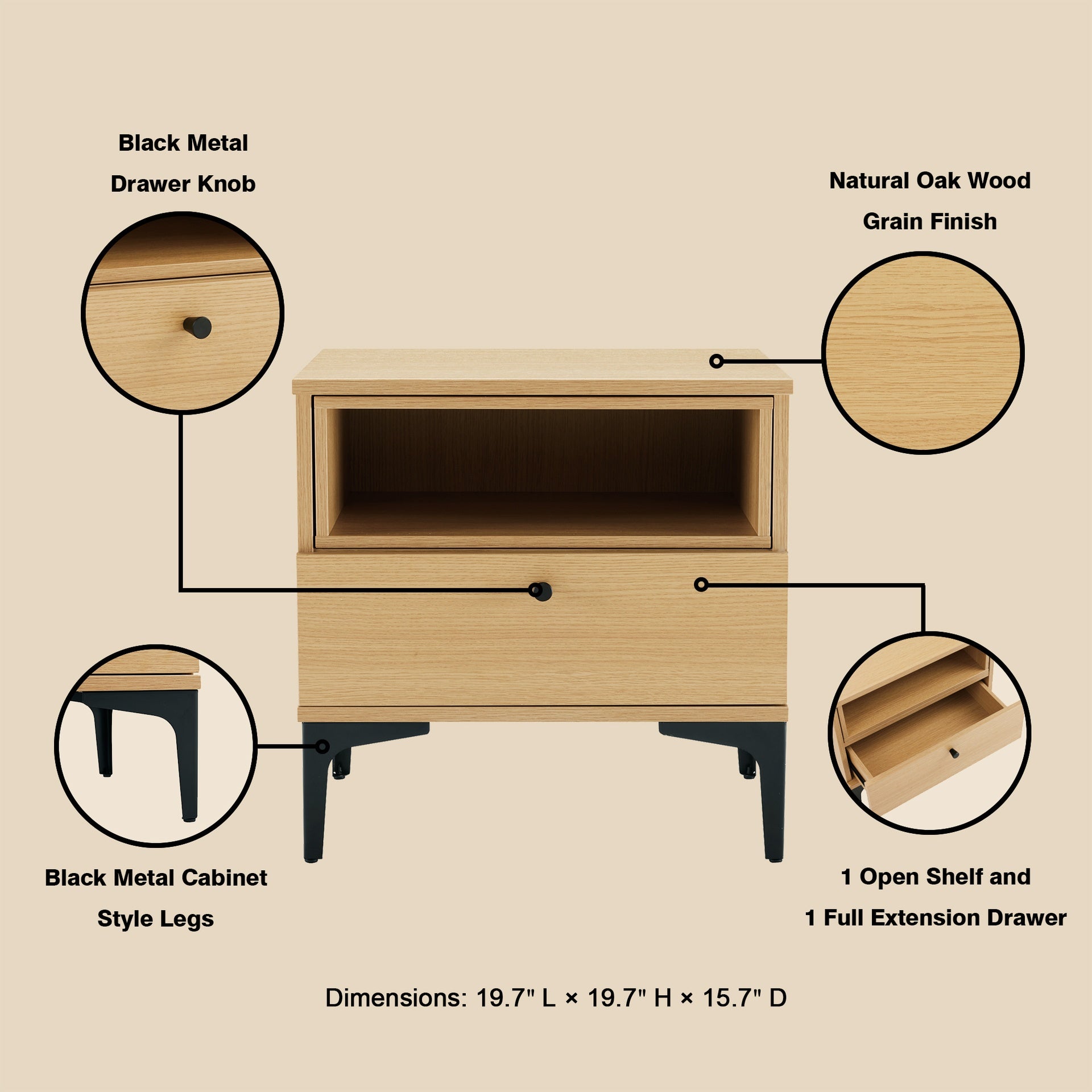 Nightstand in Light Oak