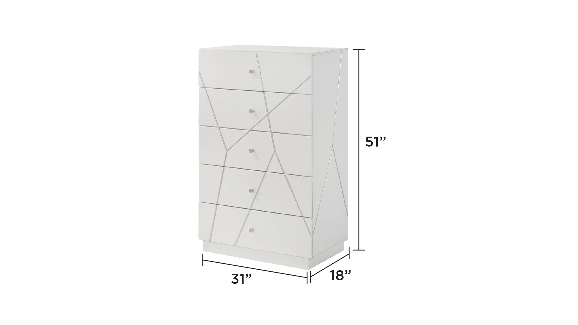 Manhattan Chest 鈥 Lacquer Finish with Geometric Design and Spacious Drawers for Modern Storage White  same asG150108681  (NJ inventory)