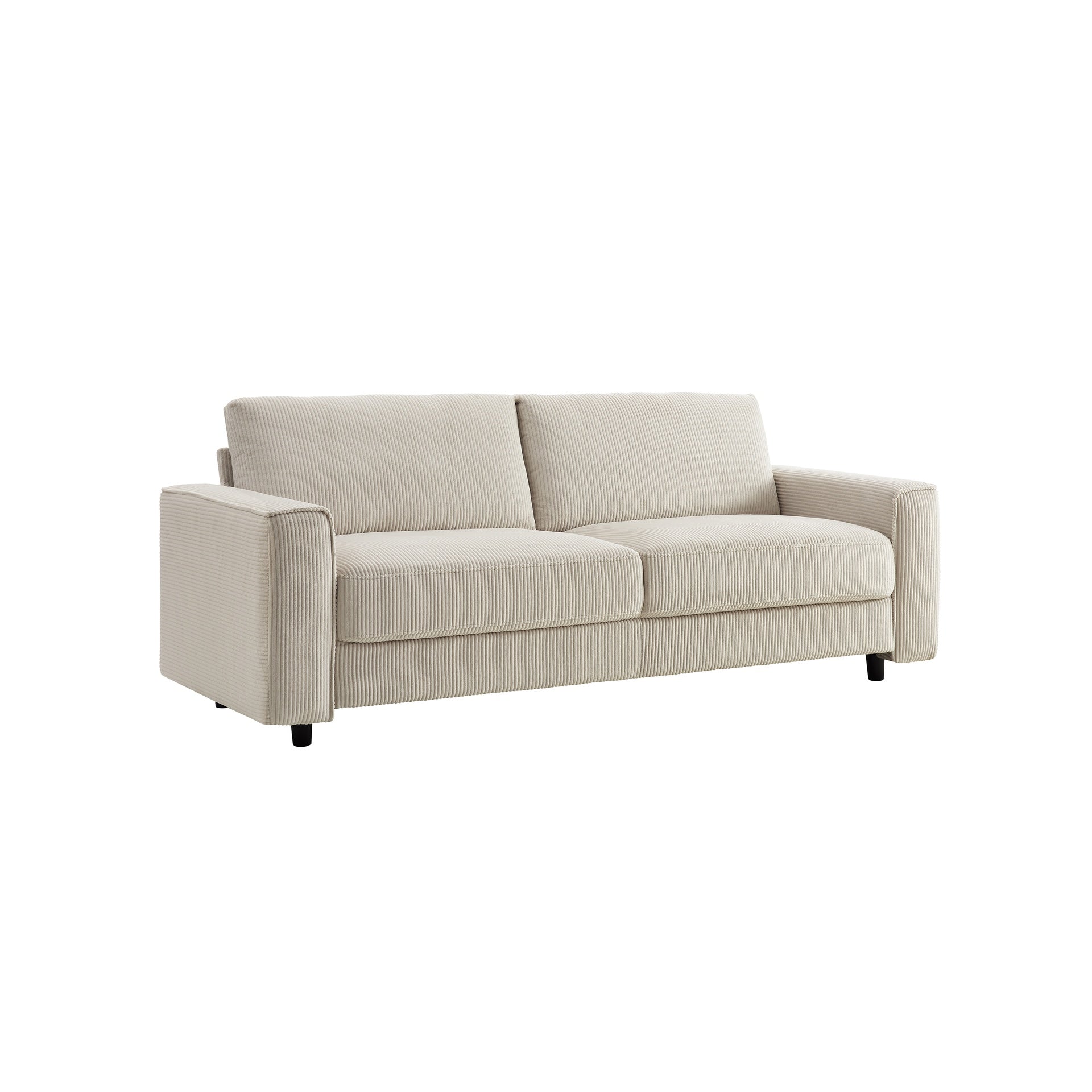 Modern Minimalist 3-Seater Corduroy Sofa, Beige, Suitable for Daily Home Use