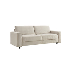 Modern Minimalist 3-Seater Corduroy Sofa, Beige, Suitable for Daily Home Use