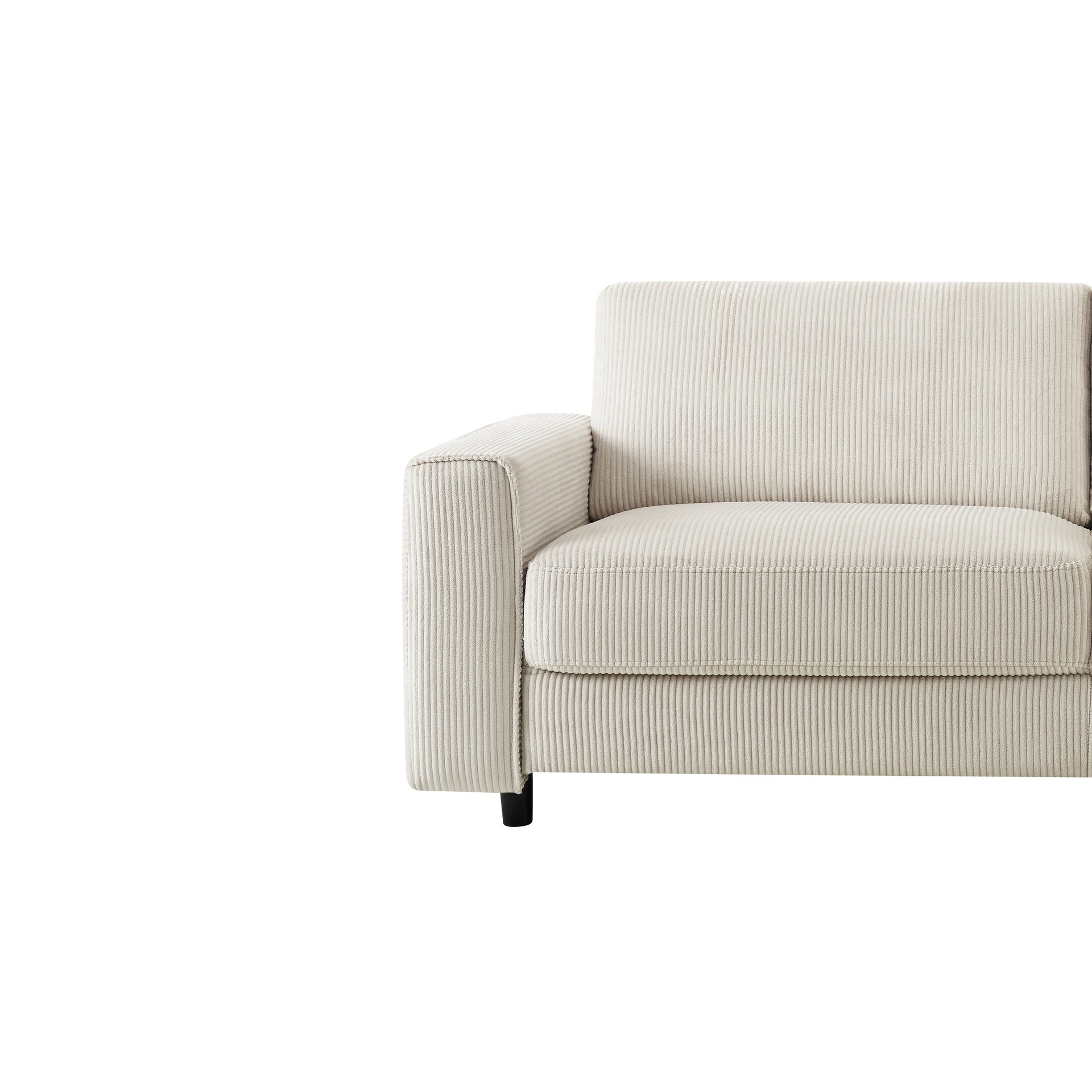 Modern Minimalist 3-Seater Corduroy Sofa, Beige, Suitable for Daily Home Use