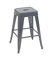 24 Inch Counter Height Stool, Backless Metal Bar Stools Set of 4, Non-Stackable, Detachable & Easy Assembly, Space-Saving Design for Kitchen Island/Bar/Café/Dining Room (Gray)