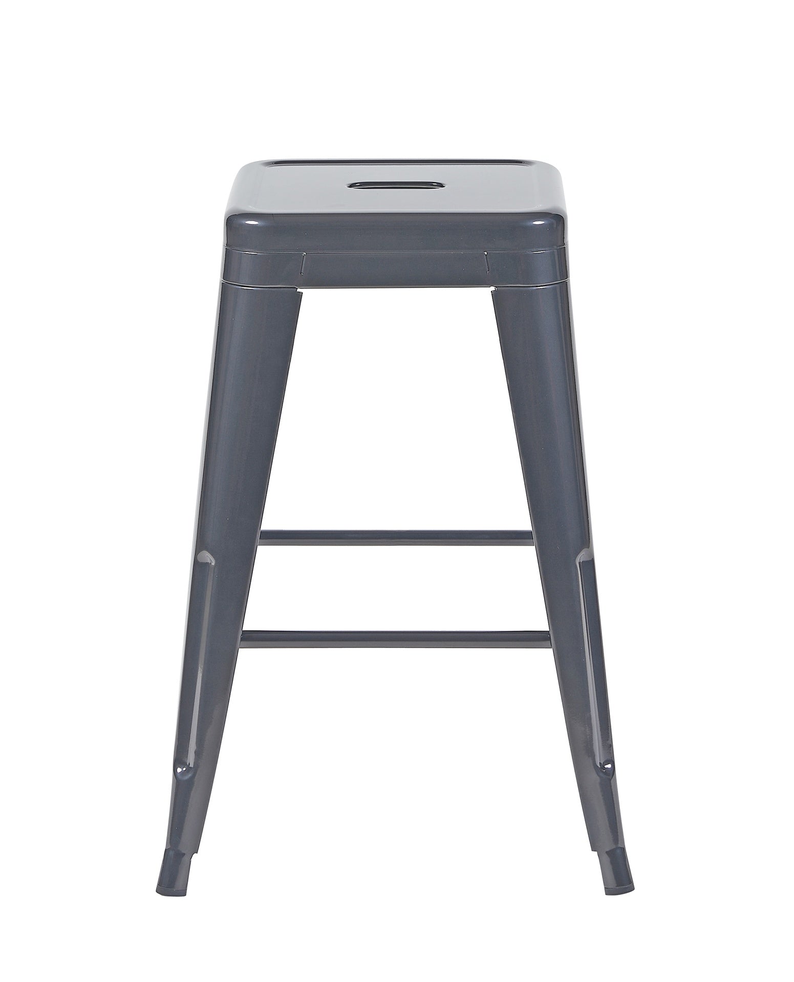 24 Inch Counter Height Stool, Backless Metal Bar Stools Set of 4, Non-Stackable, Detachable & Easy Assembly, Space-Saving Design for Kitchen Island/Bar/Café/Dining Room (Gray)
