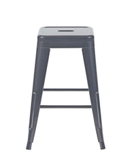 24 Inch Counter Height Stool, Backless Metal Bar Stools Set of 4, Non-Stackable, Detachable & Easy Assembly, Space-Saving Design for Kitchen Island/Bar/Café/Dining Room (Gray)