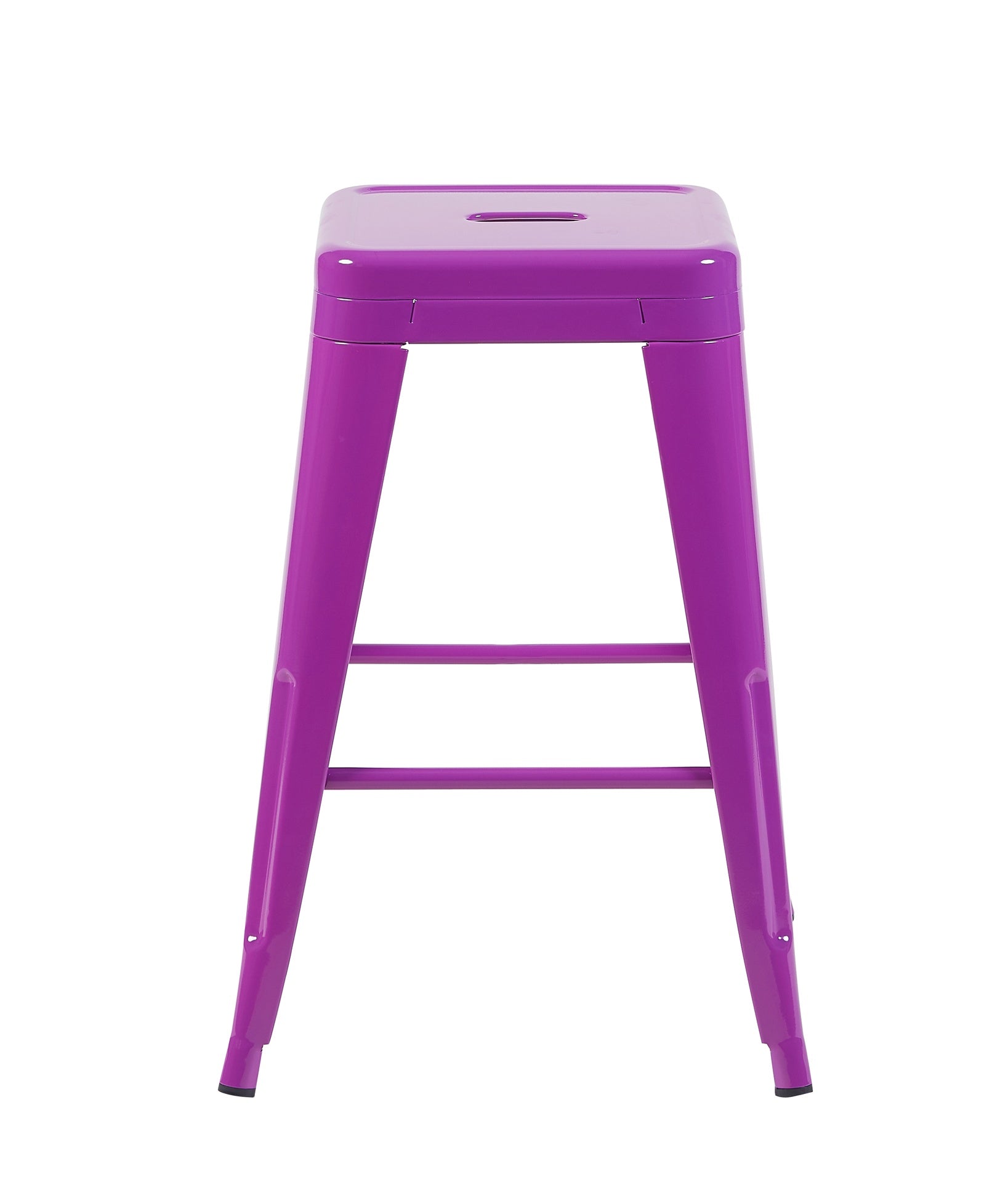 24 Inch Counter Height Stool, Backless Metal Bar Stools Set of 2, Non-Stackable, Detachable & Easy Assembly, Space-Saving Design for Kitchen Island/Bar/Café/Dining Room (Purple)